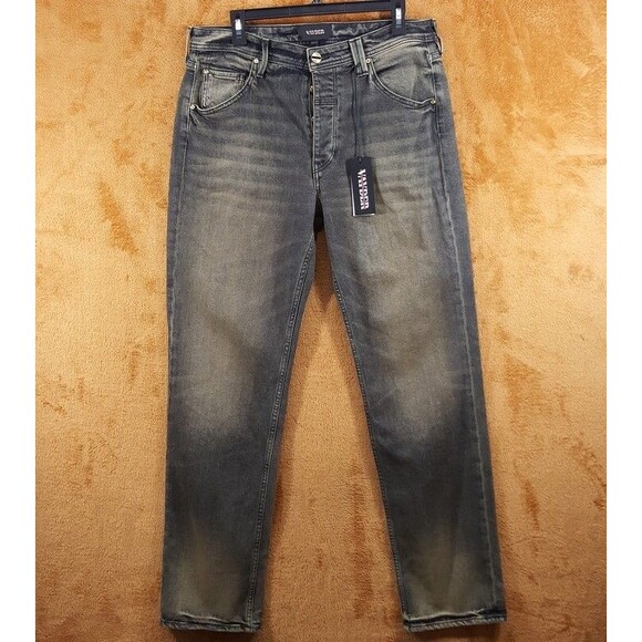 VAYDER Jeans Mens Size 30 Gray Charcoal Tan Wash Straight Leg Luxury Denim $435 - Picture 2 of 10
